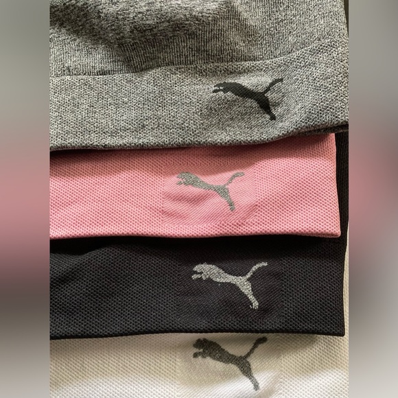 PUMA Sports Bra 4 pcs Size Large (36-38) Black/White/Pink/Grey Convertible back - Picture 4 of 8